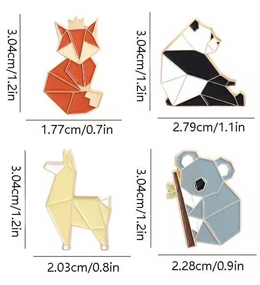 Origami Enamel Animal Badges