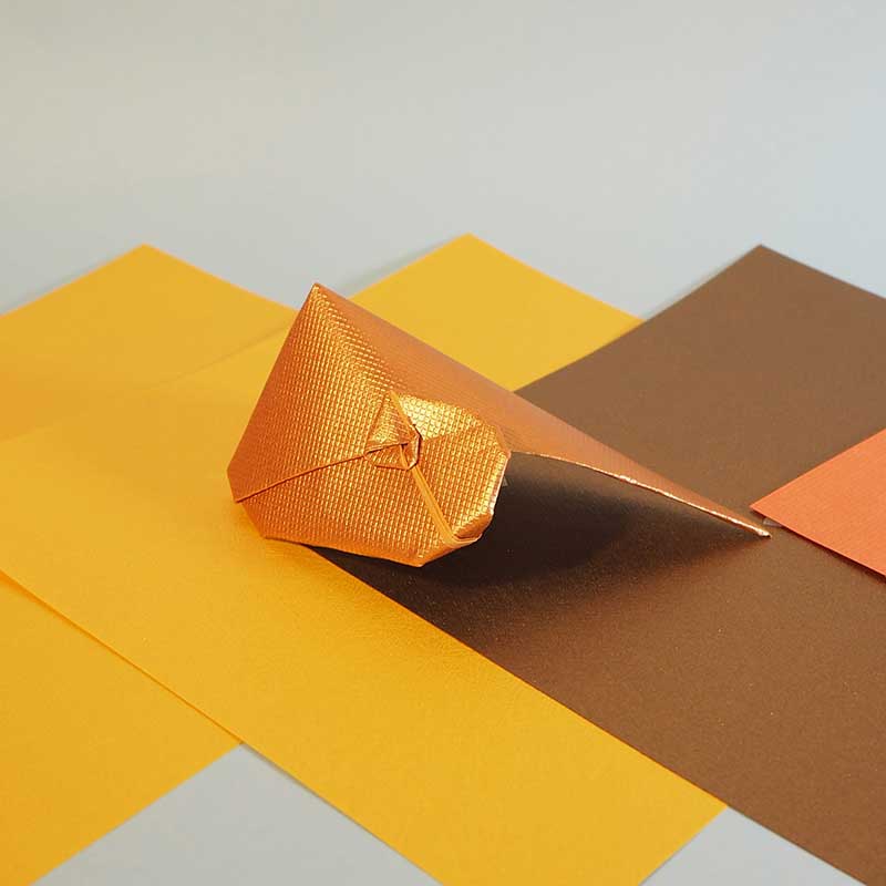Bright Colour Origami Paper Pack – Gold/Bronze/Orange 19x19 cm, 18 Sheets