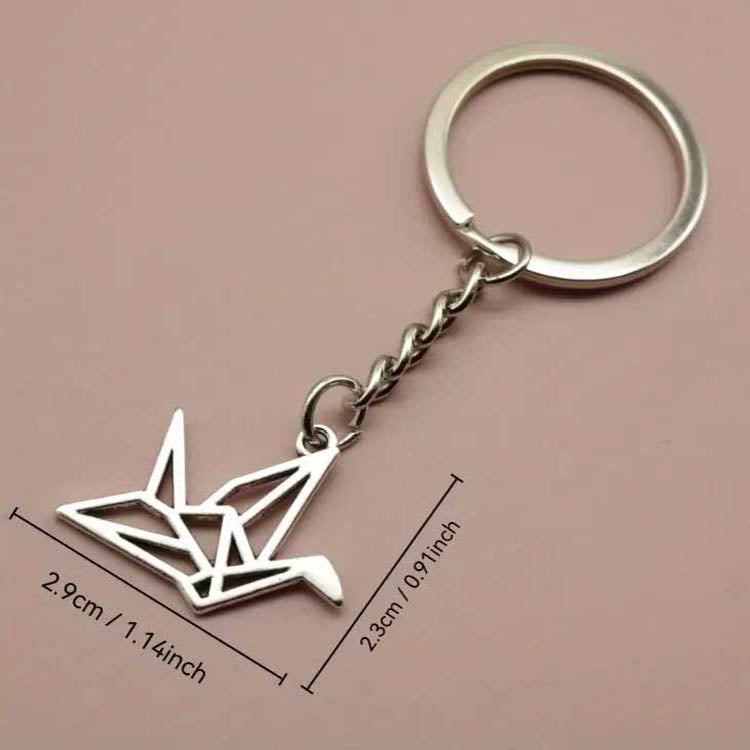 Silver Origami Crane key-chain