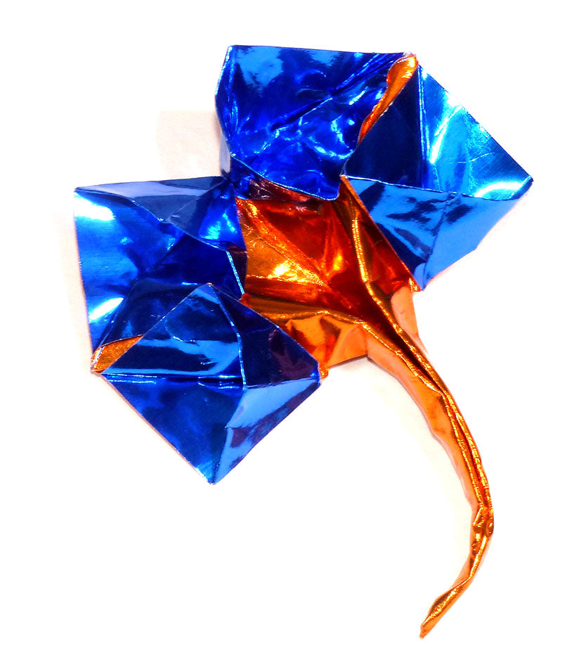 Foil Origami Paper – Blue / Gold 15 × 15 cm | 10 Sheets Metallic Craft Paper