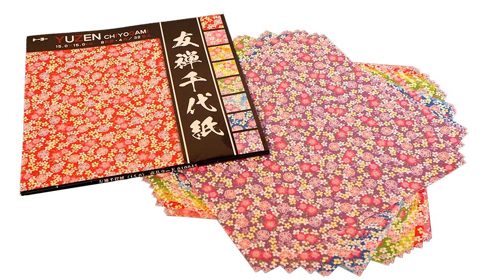 Yuzen Chiyogami Origami Paper – 32 Sheets, 8 Patterns 15x15 cm