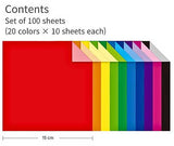 Kami Origami Paper Pack – 100 Sheets, 10 Colours, Double-sided, 15x15 cm