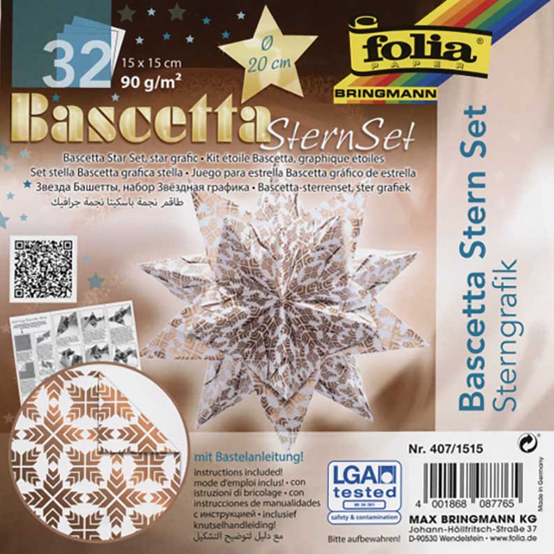 Bascetta Star Origami Kit – Patterned 15x15 cm, 32 Sheets