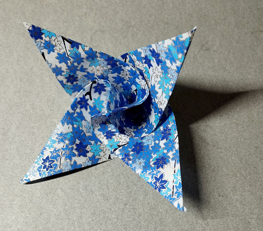 Hand-Dyed Yuzen Washi Origami Paper – Blue Tones | 10 Sheets