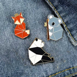 Origami Enamel Animal Badges