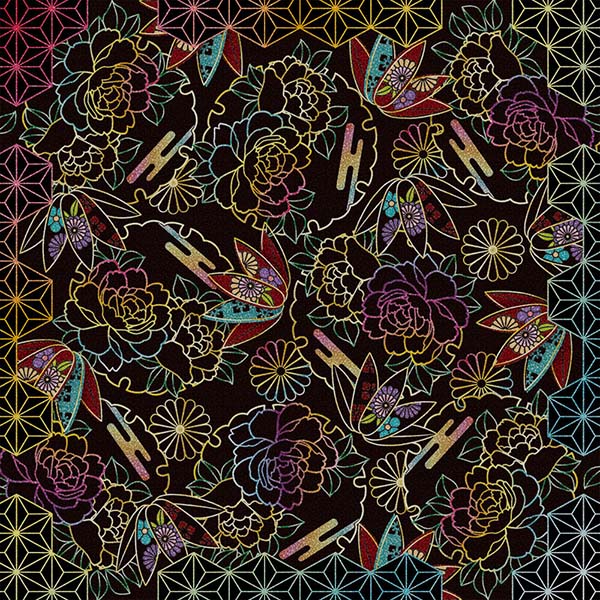 Black Japanese Washi Chiyogami Origami Paper – 28 Sheets, 15cm