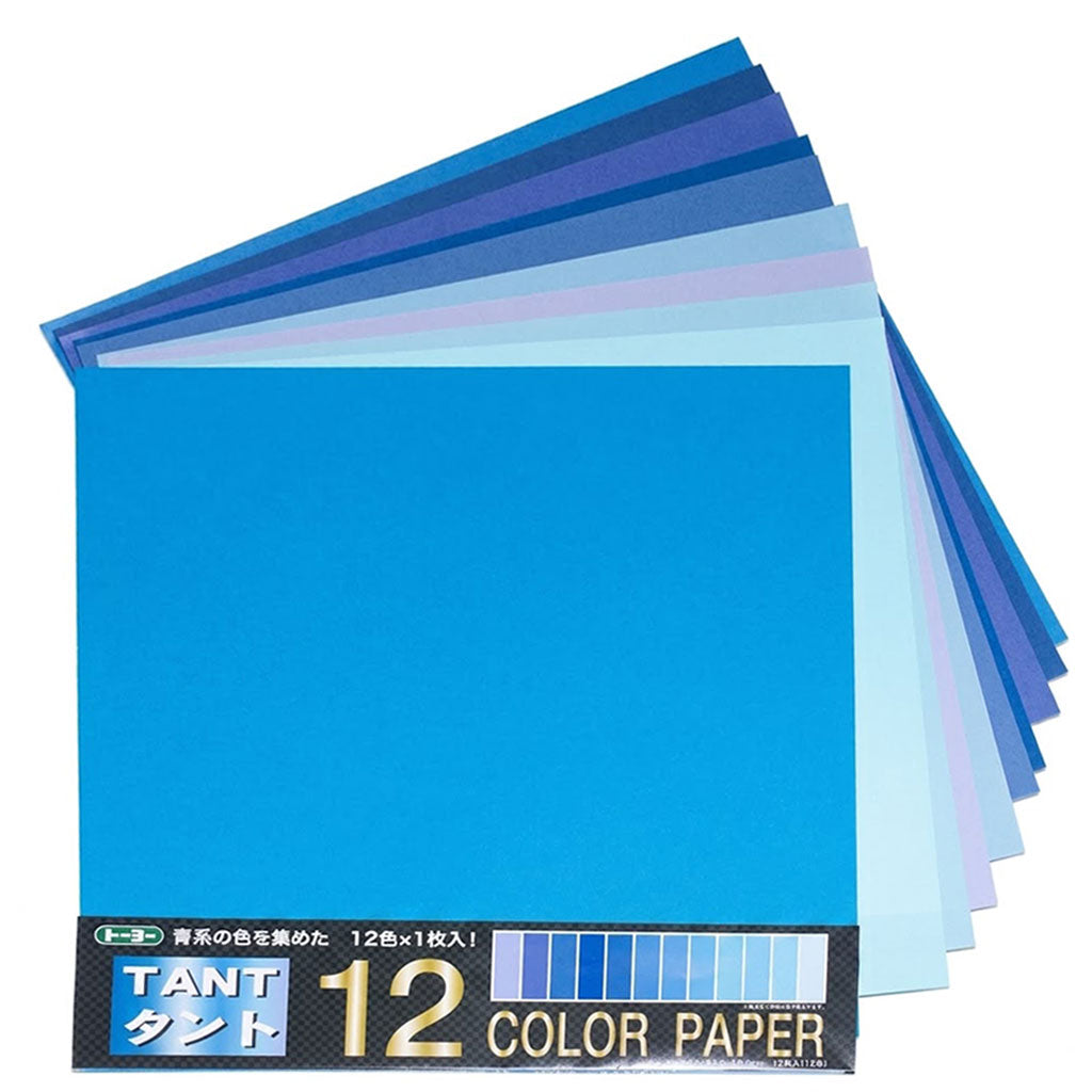 Tant Origami Paper Pack – Blue Set, Multi-Size, 12 Colours