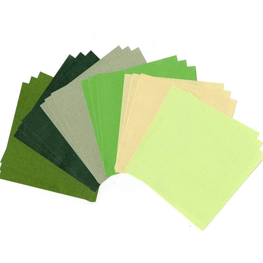 Bright Colour Origami Paper - Green / Pea Green / Pearl | 19x19cm | 18 sheets