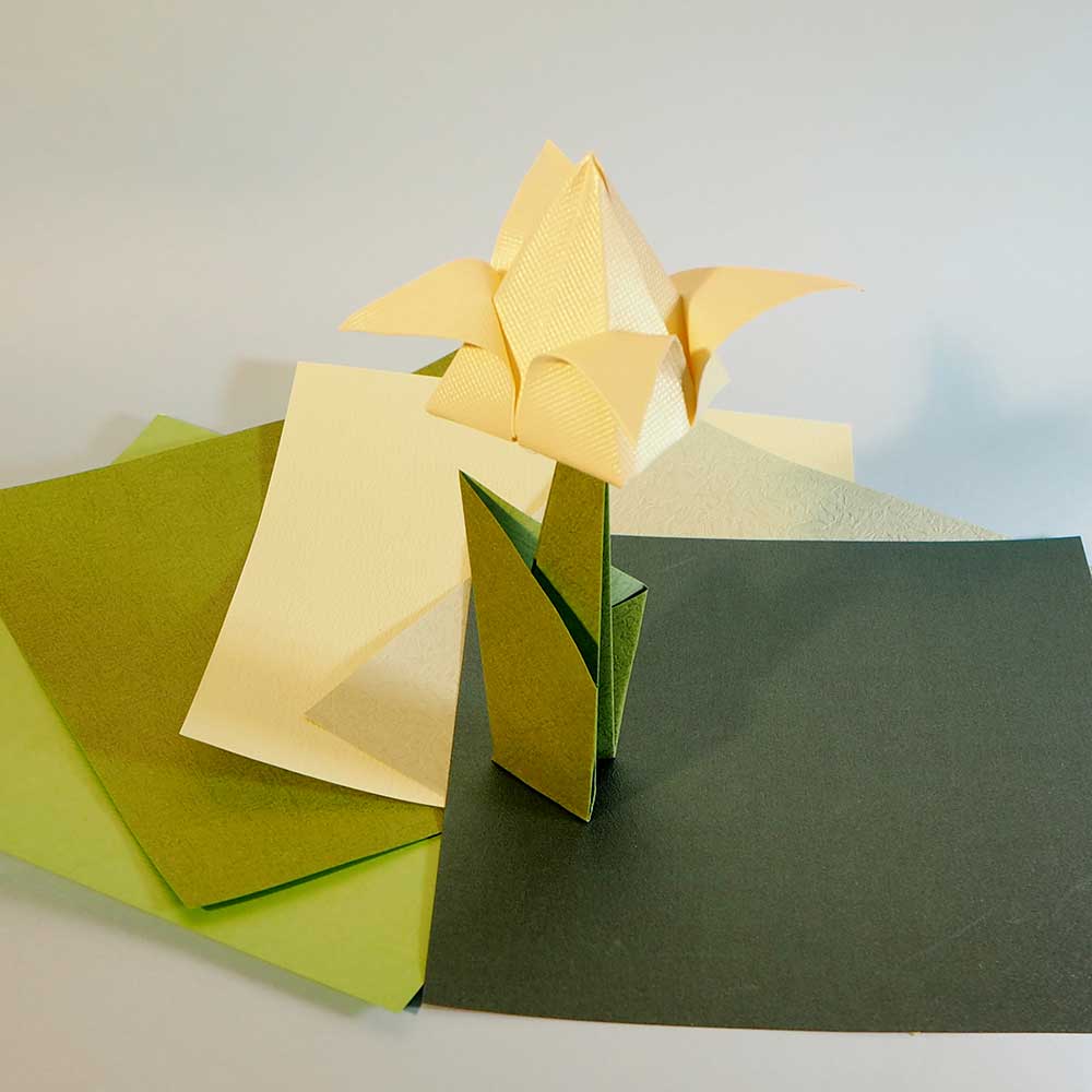 Bright Colour Origami Paper Pack – Green/Pea Green/Pearl 19x19 cm, 18 Sheets