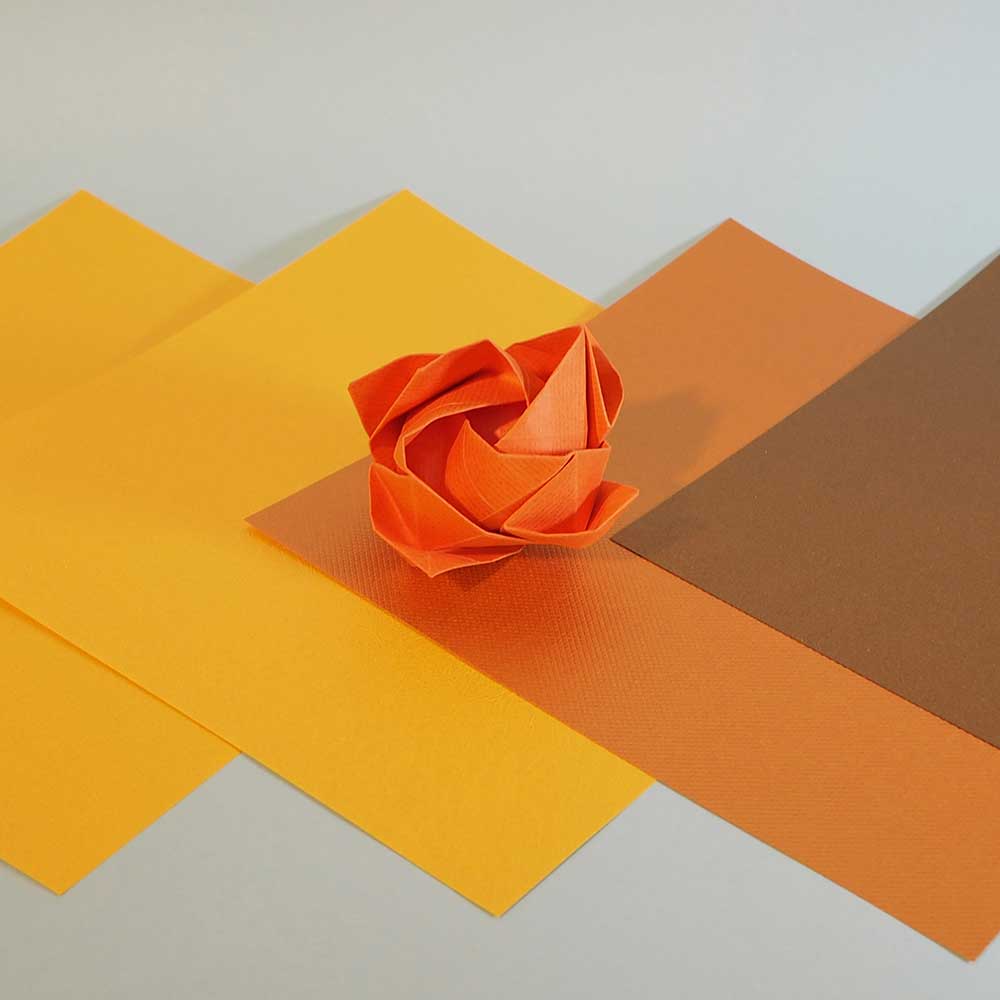 Bright Colour Origami Paper Pack – Gold/Bronze/Orange 19x19 cm, 18 Sheets