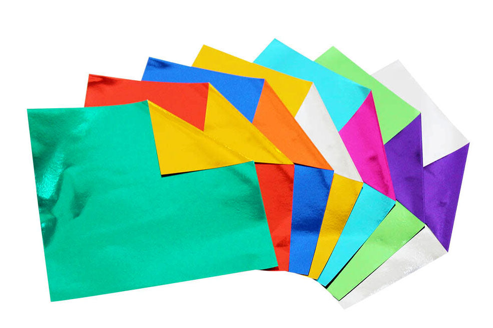 Double-Sided Coloured Foil Origami Paper – Set 1, 20 Sheets, 10 Colours, 15cm