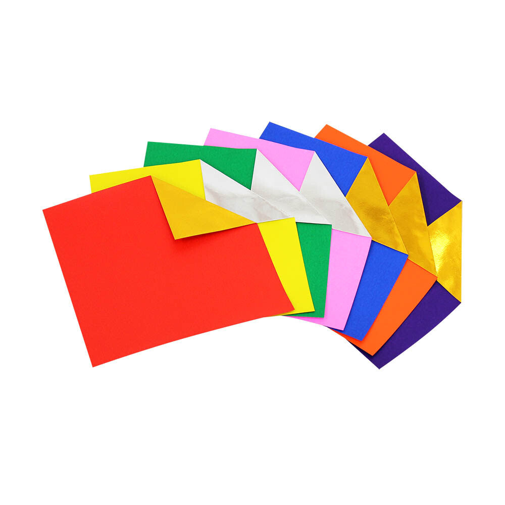 Double-Sided Coloured Foil Origami Paper – Set 2, 20 Sheets, 10 Colours, 15cm