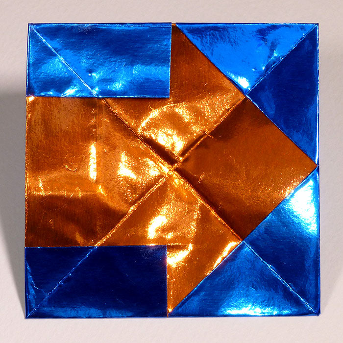 Foil Origami Paper – Blue / Gold 15 × 15 cm | 10 Sheets Metallic Craft Paper