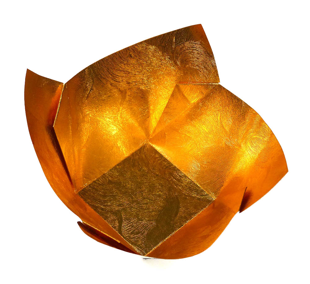 Ehime Shiko Origami Golden Washi | 15x15cm – Shine, Pure Silk & Poppy Patterns | Made in Japan