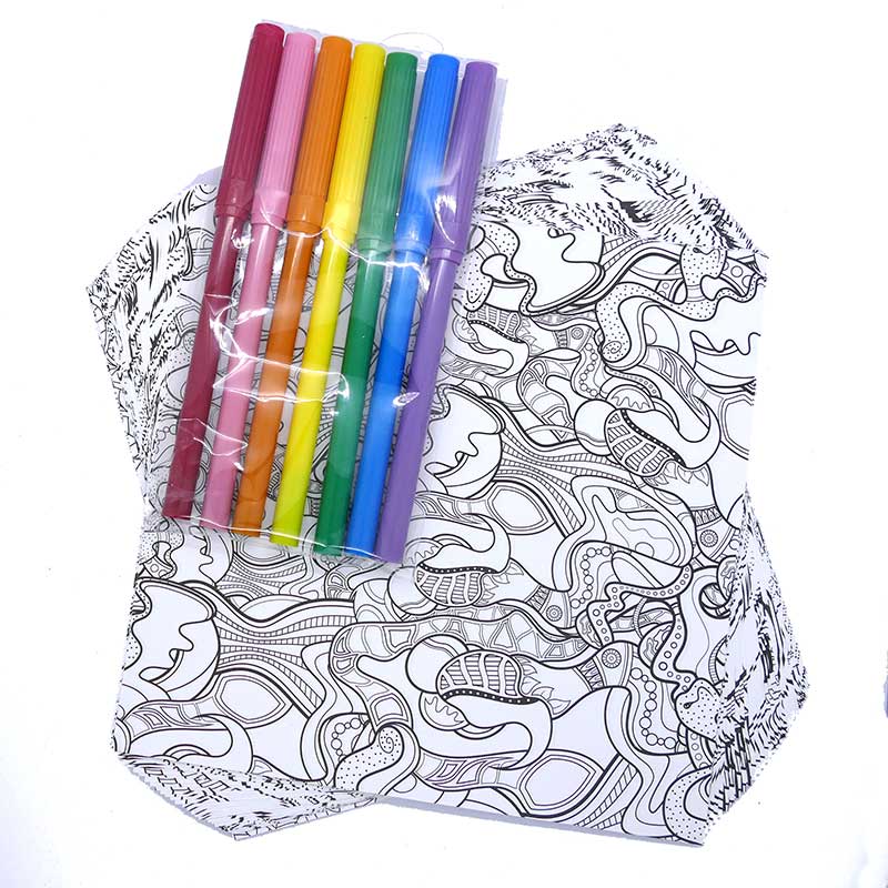 Origami Zen Colouring Book + Folding Paper (Free Pens Included!)